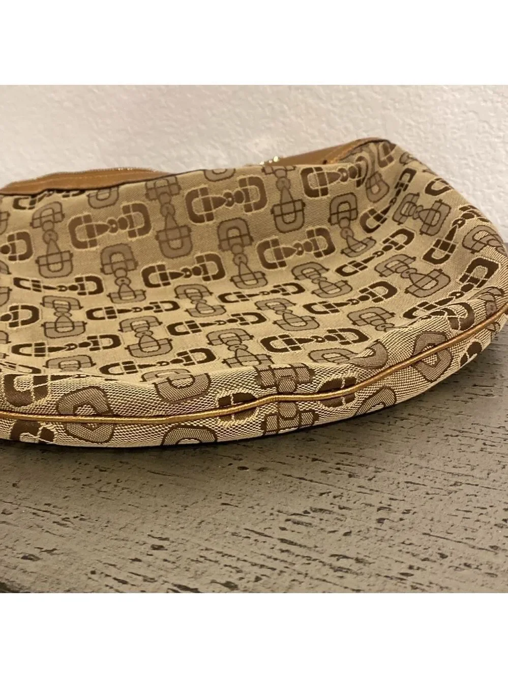 Vintage Gucci Brown Hobo Bag with Iconic Horse Bit Print